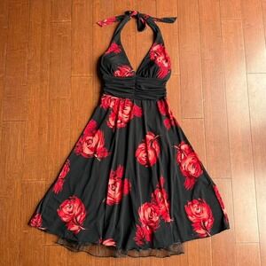Red‎ and Black Speechless Floral Halter Dress
